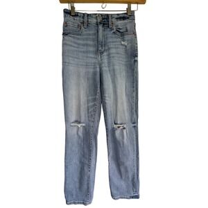 DAZE High Rise Mom Jeans Womens 26 Light Blue Organic Cotton 90s Grunge
